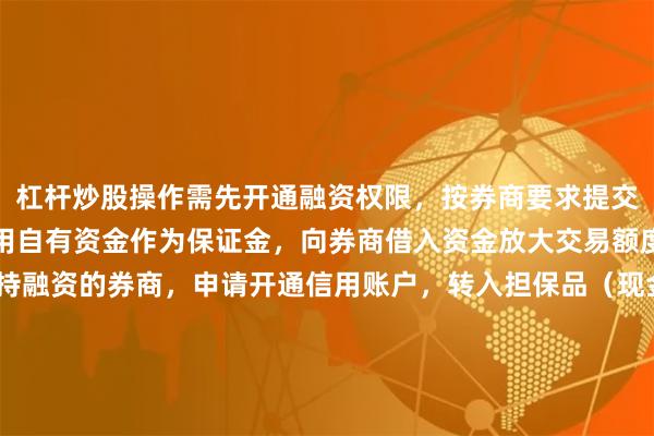 杠杆炒股操作需先开通融资权限，按券商要求提交资产证明，通过后即可用自有资金作为保证金，向券商借入资金放大交易额度。具体步骤：选择支持融资的券商，申请开通信用账户，转入担保品（现金或股票），在交易软件中操作“融资买入”，到期归还本息。注意杠杆比例通常不超1:1，且需支付利息。风险极高，建议仅限经验丰富的投资者谨慎使用。